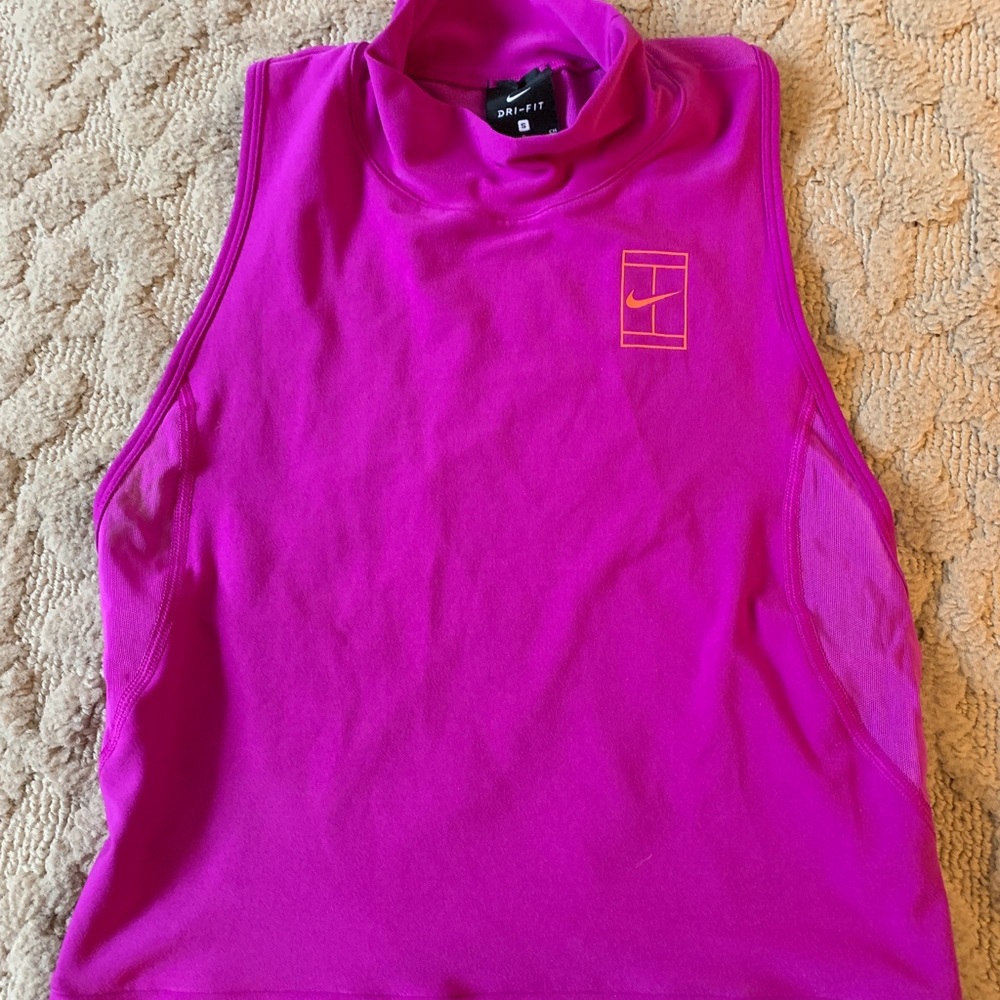 Purple Dri fit Nike workout crop top. Small petite. Mock neck and racer back.